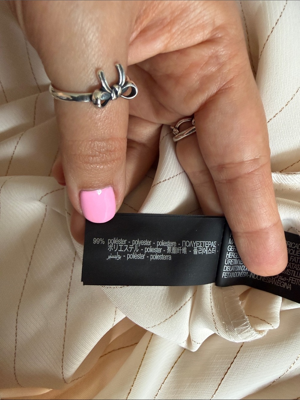 Zara Cream Satin Pinstripe Blouse - Picture 7 of 8